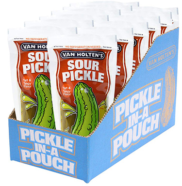 Van Holtens Jumbo Sour Pickle Pouches 12ct 